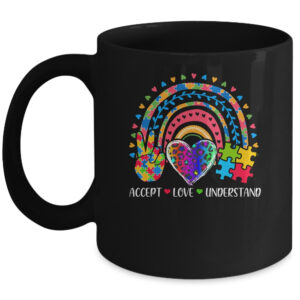 Accept Love Understand Autism Awareness Support Rainbow Coffee Mug