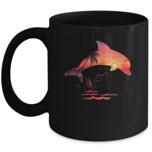 Beautiful Dolphin Sunset Colorful Sunrise Dolphin Silhouette Coffee Mug