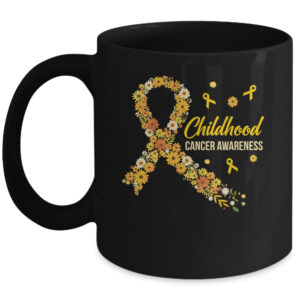Childhood Cancer Awareness Gold Ribbon Support Hippie Flower Coffee Mug