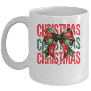 Christmas Coquette Bow Retro Christmas Season Girls Women Coffee Mug