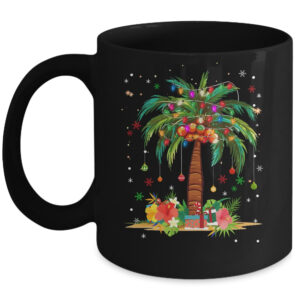Christmas Palm Tree Light Hawaiian Tropical Xmas Coffee Mug