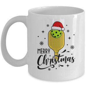Christmas Pickleball Santa Hat Pickleball Player Winter Coffee Mug