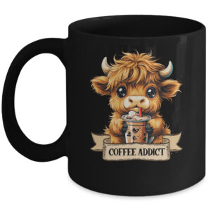 Cute Highland Cow Coffee Addict Funny Drink Coffee Cowgirl Mug