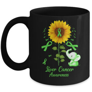 Elephant White Ribbon Lung Cancer Awareness Sunflower Coffee Mug