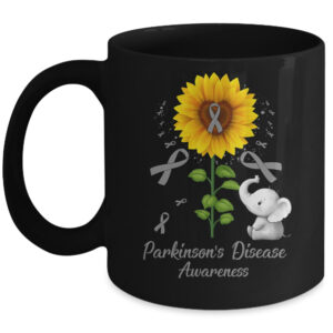 Elephant Teal Ribbon Trigeminal Neuralgia Awareness Sunflower Coffee Mug