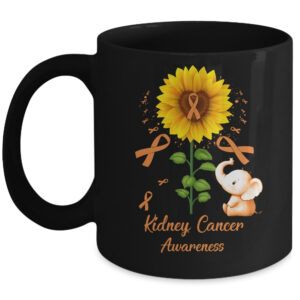 Elephant Orange Ribbon Leukemia Cancer Awareness Sunflower Coffee Mug