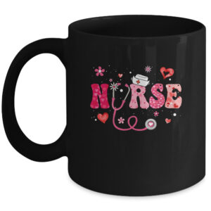 Girls Women Nurses Valentines Day Hearts Stethoscope Groovy Coffee Mug