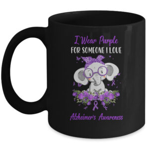 Forget Me Not Alzheimer's Awareness Month Elephant Flower Coffee Mug