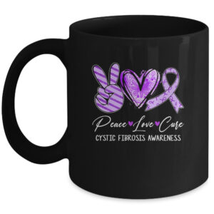 Peace Love Cure Purple Ribbon Cystic Fibrosis Awareness Coffee Mug