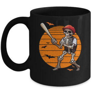 Skeleton Baseball Player Boys Kids Funny Halloween Coffee Mug
