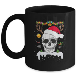 Skull Reindeer Christmas Funny Skulls Santa Hat Reindeer Coffee Mug