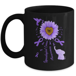 Sunflower Hummingbird Elephant Ovarian Cancer Awareness Coffee Mug