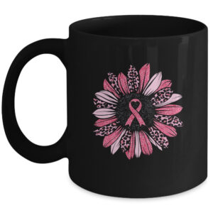 Sunflower Pink Breast Cancer Awareness Women Warrior Coffee Mug